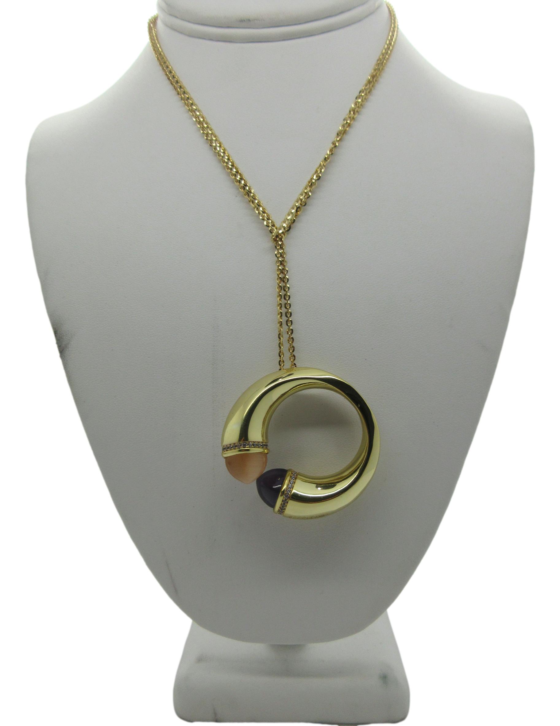<i>Kissing Circle Pendant Necklace</i><br>Made in Italy<br>