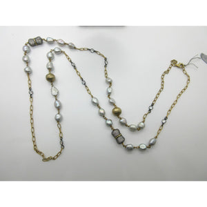 <i>Long Antiqued Grey Pearl Necklace</i>