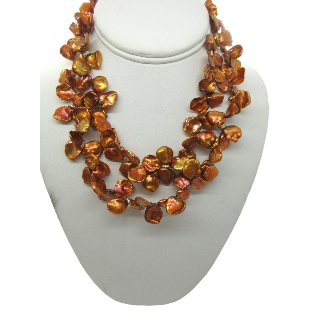 <i>Striking Copper Keshi Pearl Necklace<i/>