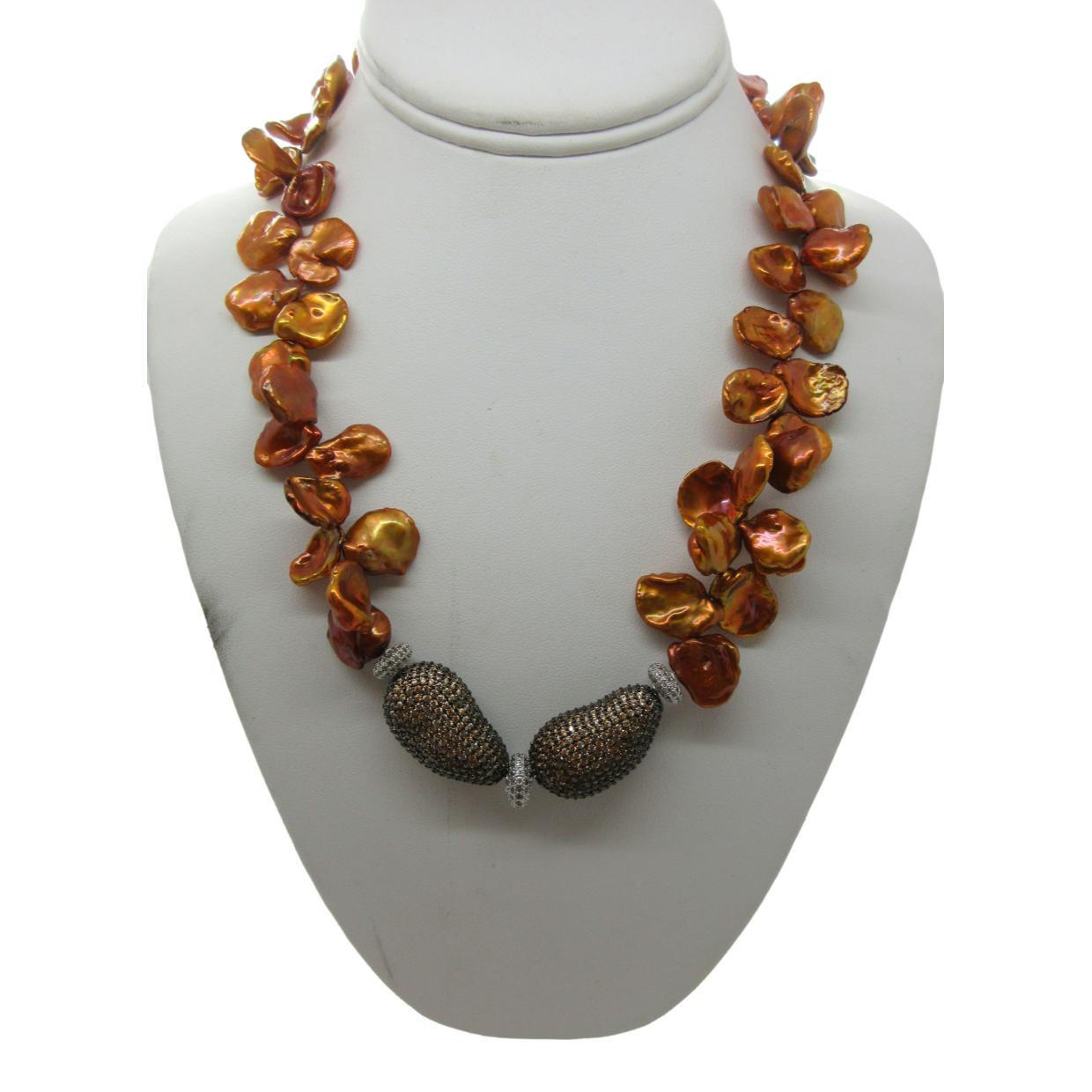 <i>Striking Copper Keshi Pearl Necklace<i/>