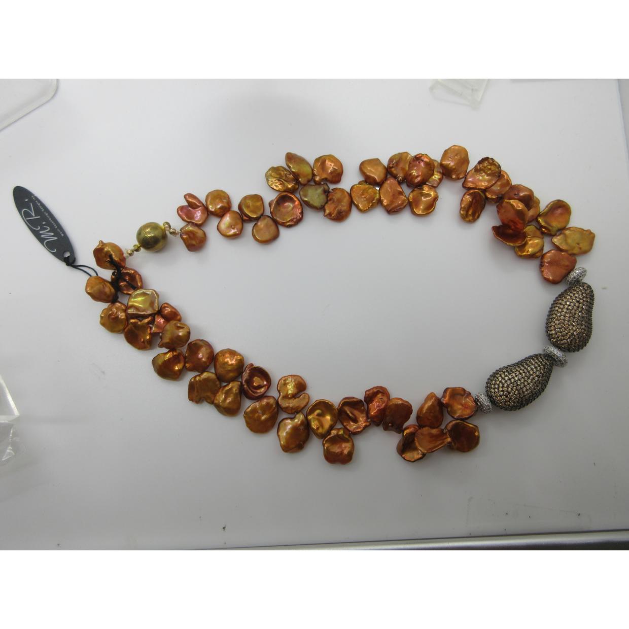 <i>Striking Copper Keshi Pearl Necklace<i/>