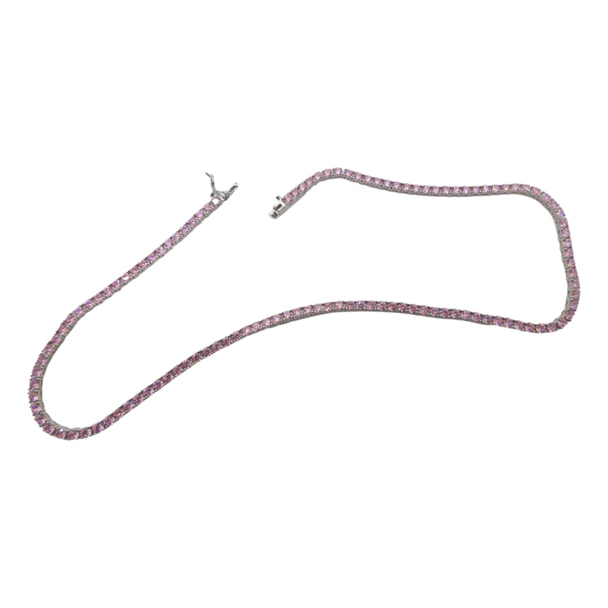 <i>Pink Cubic Zirconia Tennis Necklace</i>
