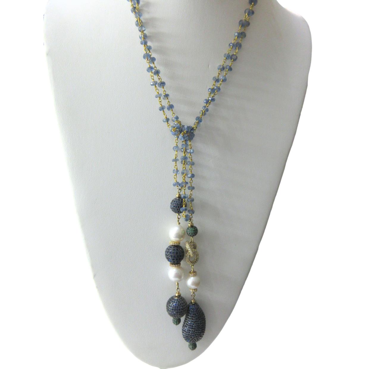 <i>Sapphire and Pearl Lariat</i><br>by Marti Rosenburgh<br>