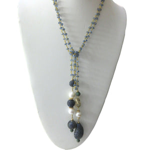 <i>Sapphire and Pearl Lariat</i><br>by Marti Rosenburgh<br>