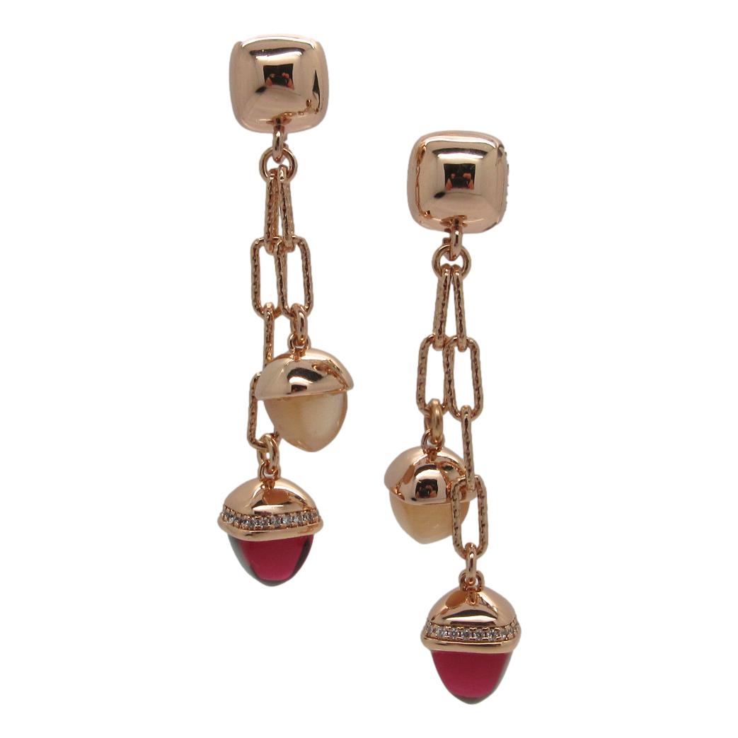 <i>Double Acorn Drop Earrings</i><br>Made in Italy<br>