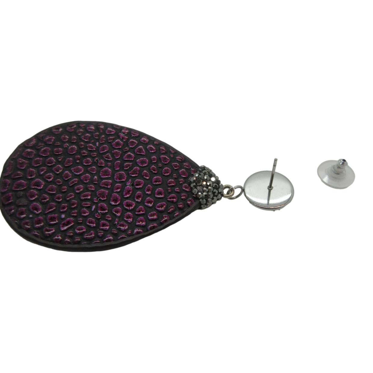 <i>Dramatic Leather & Crystal Earrings</i>