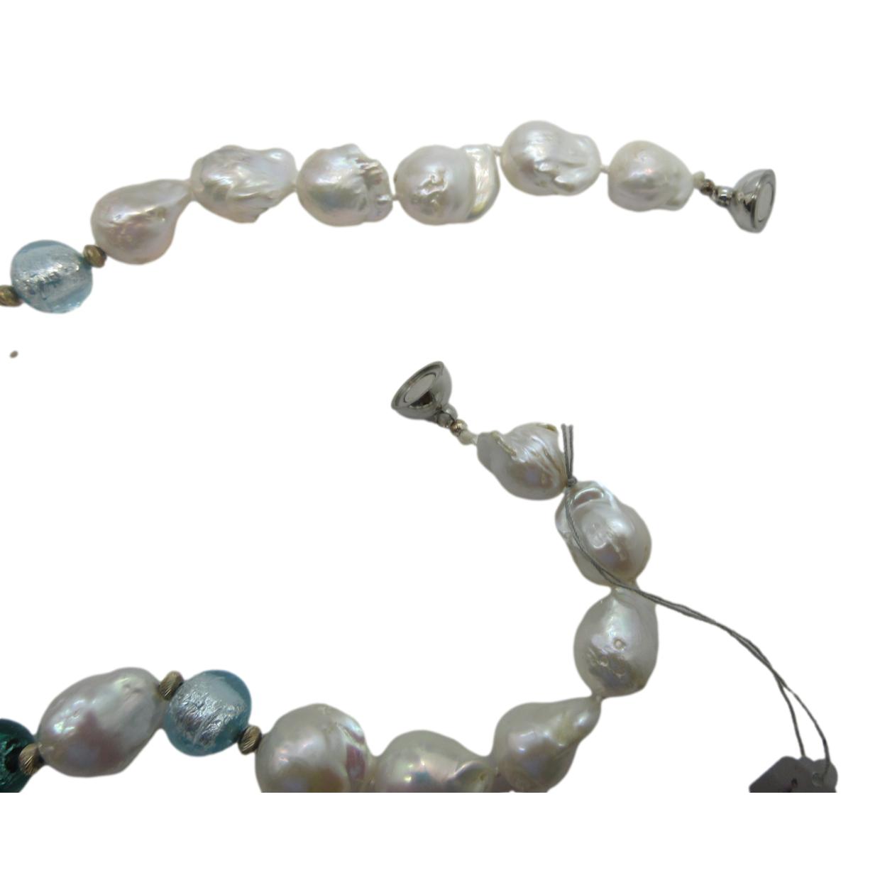 <i>Aqua Baroque Pearl & Murano Glass Earrings</i>