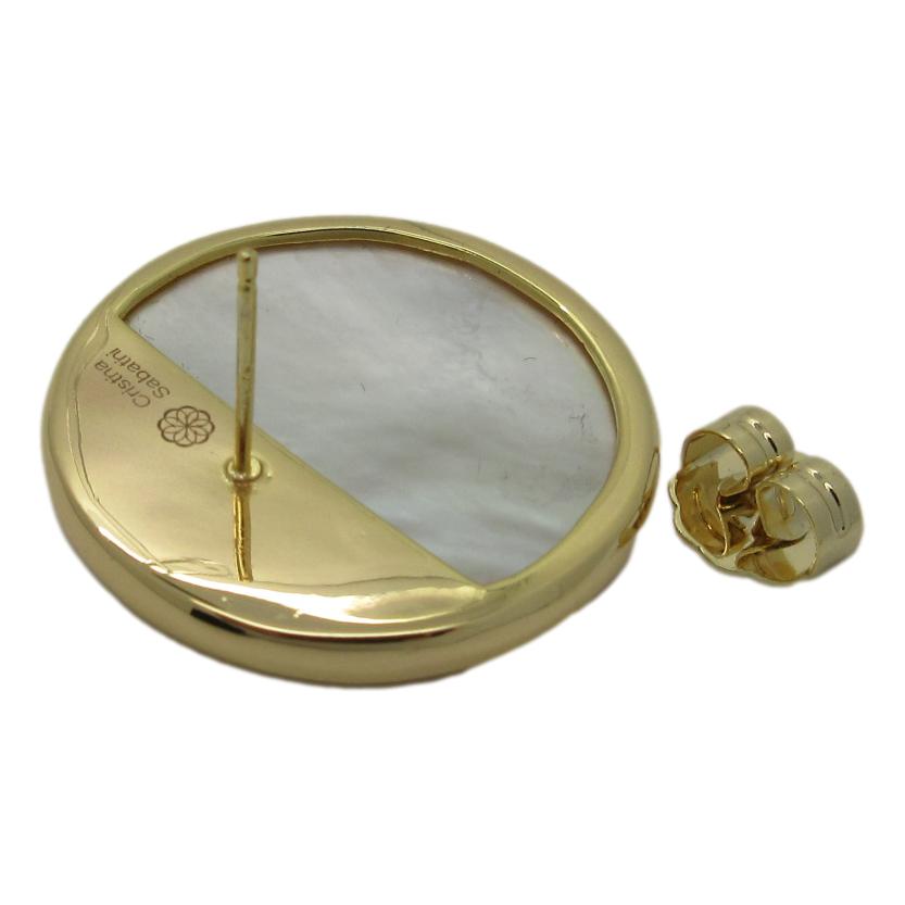 <i>Golden Mother of Pearl Disc Earrings</i>