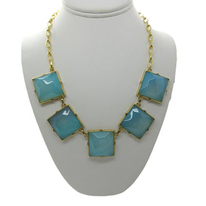 <i>Blue Square Drop Necklace</i>