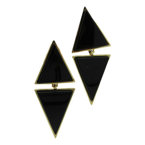 <i>Black Onyx Triangle Earrings</i><br>Made in Brazil<br>