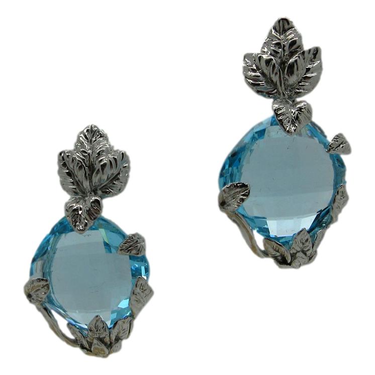 <i>Leaf & Blue Stone Earrings</i><br>Made in Italy<br>