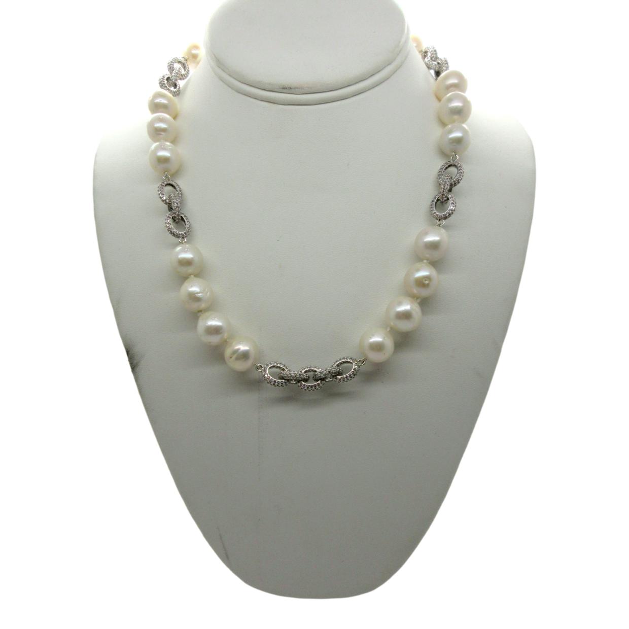 <i>Pave Link Pearl Necklace</i><br>by Marti Rosenburgh<br>
