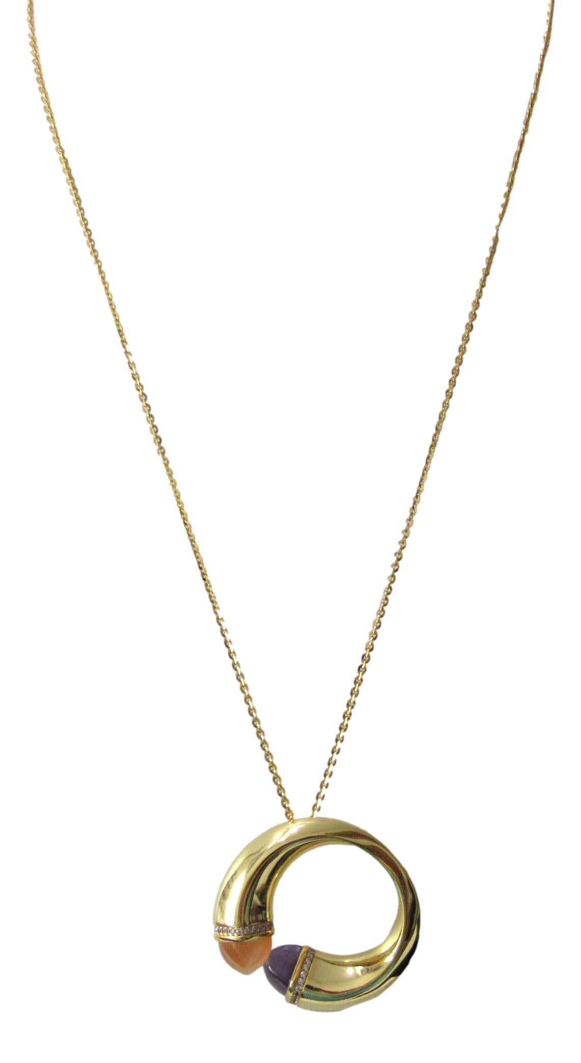 <i>Kissing Circle Pendant Necklace</i><br>Made in Italy<br>