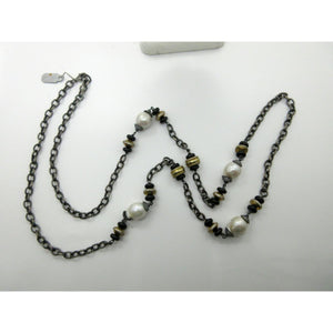 <i>Black Rhodium & Baroque Pearl Necklace</i>