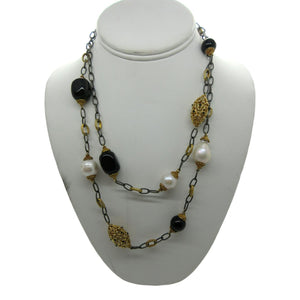 <i>Long Black Onyx & Pearl Necklace</i>
