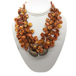 <i>Striking Copper Keshi Pearl Necklace<i/>