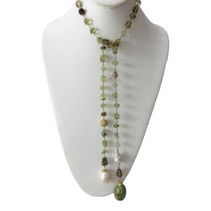 <i>Tourmaline and Pearl Lariat Necklace<i/>
