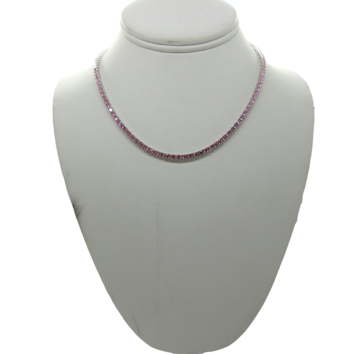 <i>Pink Cubic Zirconia Tennis Necklace</i>
