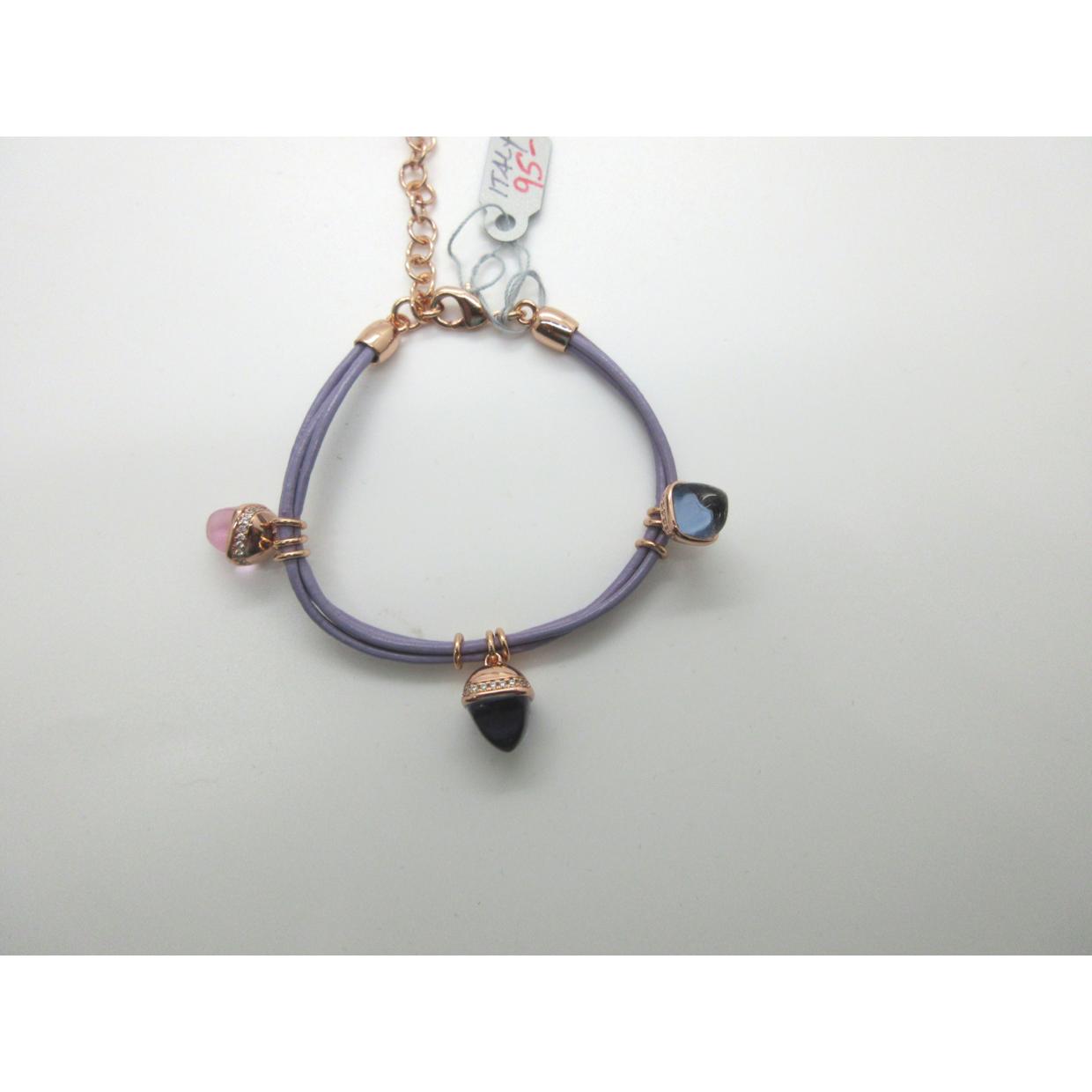 <i>3 Acorn Bracelet on Triple Leather</i><br>Made in Italy<br>