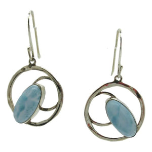 <i>Sterling Silver and Larimar Circle Earrings</i>