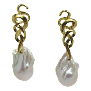 <i> Baroque Pearl Squiggle Earrings</i>