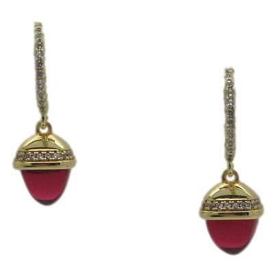 <i>Dainty Acorn Drop Earrings</i><br>Made in Italy<br>