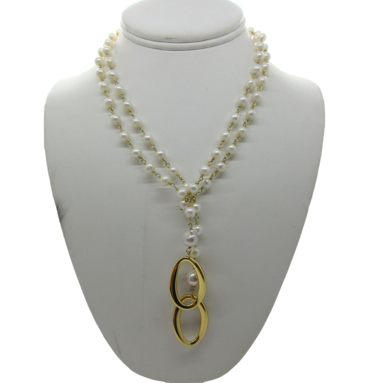 <i>Circle Drop Pearl Lariat</i>