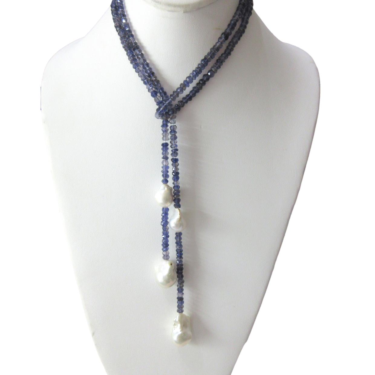 <i>Iolite & Baroque Pearl Lariat</i>