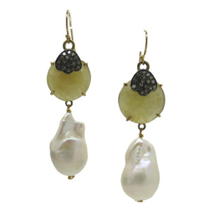 <i>Yellow Sapphire/Diamond and Pearl Earrings</i>