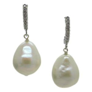 <i>Pave Huggie with Pearl Drop Earrings</i>