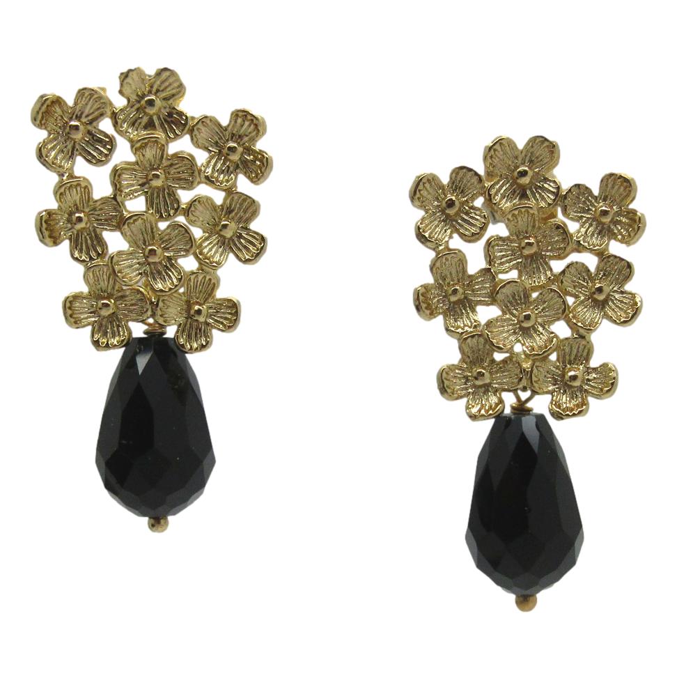 <i>Onyx Drop Flower Earrings</i>