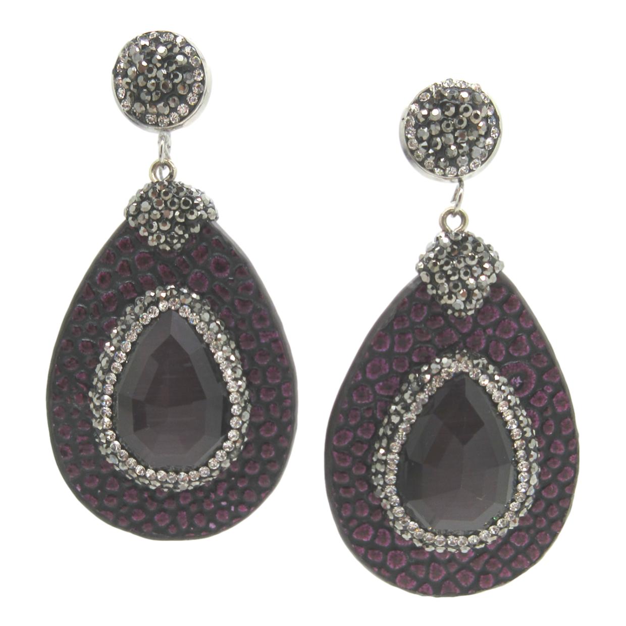 <i>Dramatic Leather & Crystal Earrings</i>