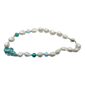 <i>Aqua Baroque Pearl & Murano Glass Earrings</i>