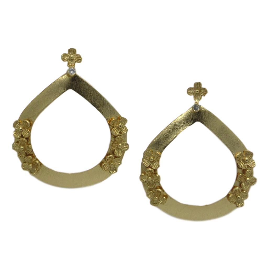 Flower Open Teardrop Earrings