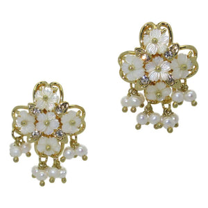 <i>Flower Mother of Pearl with Pearl Earrings</i><br>available in 3 colors<br>