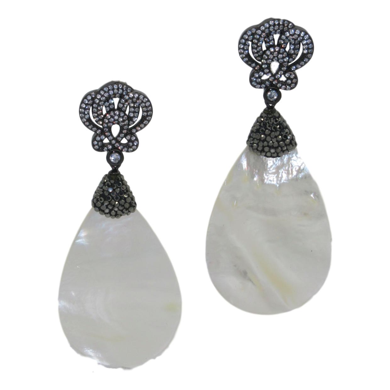 <i>Mother of Pearl and Hematite Earrings</i>