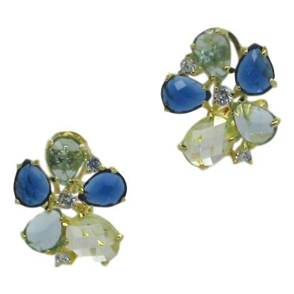 <i>Colored Stone Flower Earrings</i>