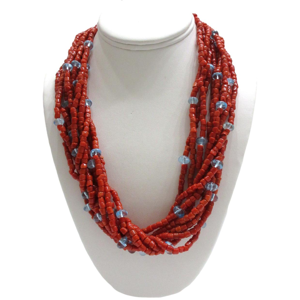<i>Chunky Italian Coral & Blue Topaz Necklace</i>