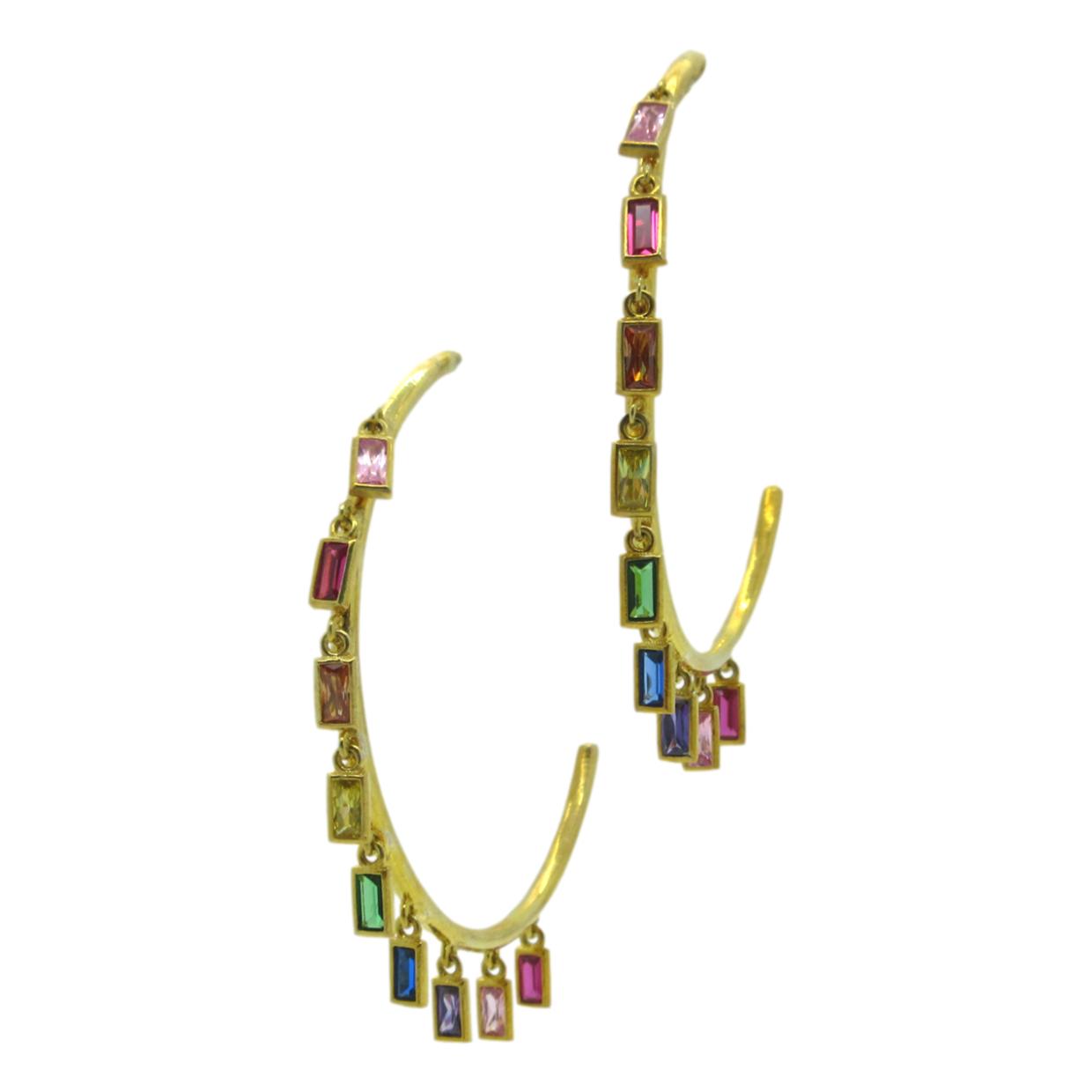 <i>Colored Baguette Hoop Earrings</i>