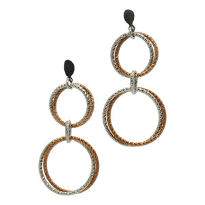 <i>Double Hoop Drop Earrings</i><br>available in 2 colors<br><br>Made in Italy<br>