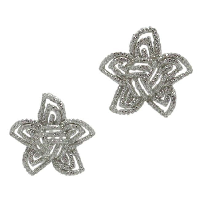 <i>Cubic Zirconium Flower Earrings</i><br> also available in yellow gold plate<br>