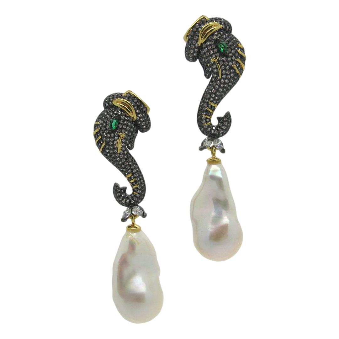 <i>Lucky Elephant & Baroque Pearl Earrings</i><br>by Marti Rosenburgh<br>