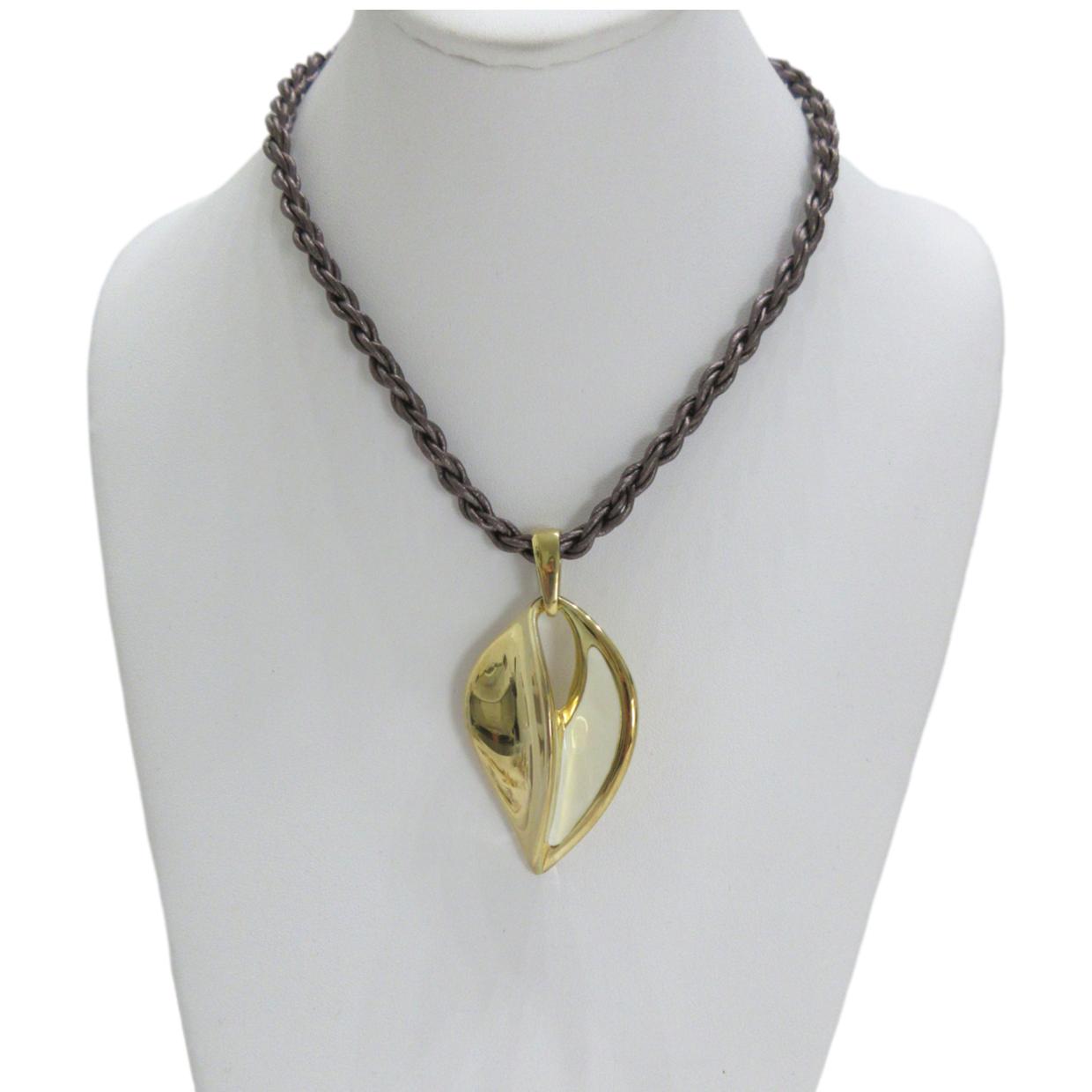 <i>Leaf Pendant on Twisted Cord Necklace</i><br>Made in Italy<br>