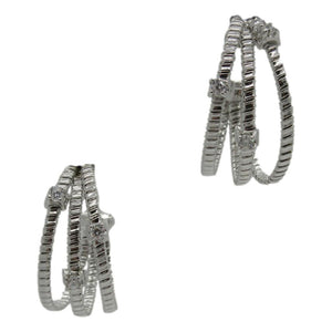 <i>Three Row Hoop Earrings</i><br>also available in rhodium<br><br>Made in Italy<br>
