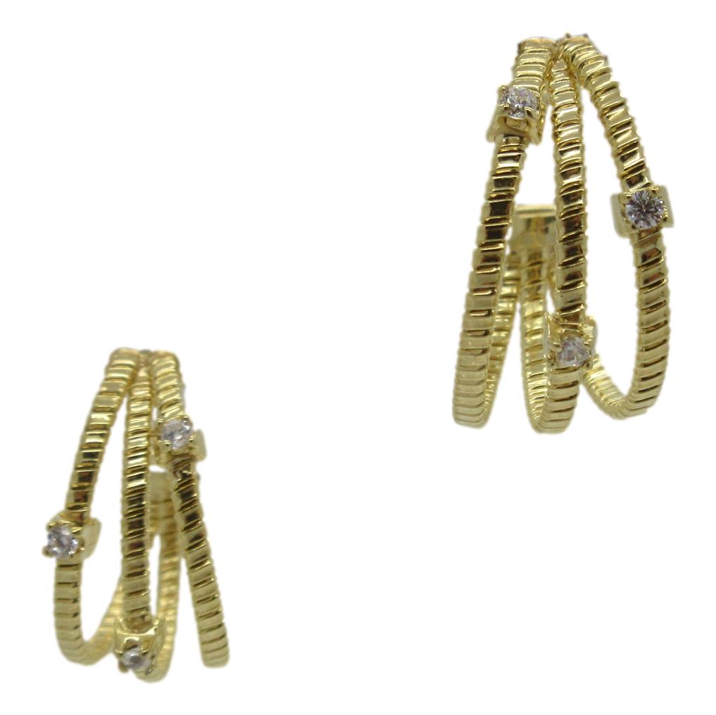 <i>Three Row Hoop Earrings</i><br>also available in rhodium<br><br>Made in Italy<br>