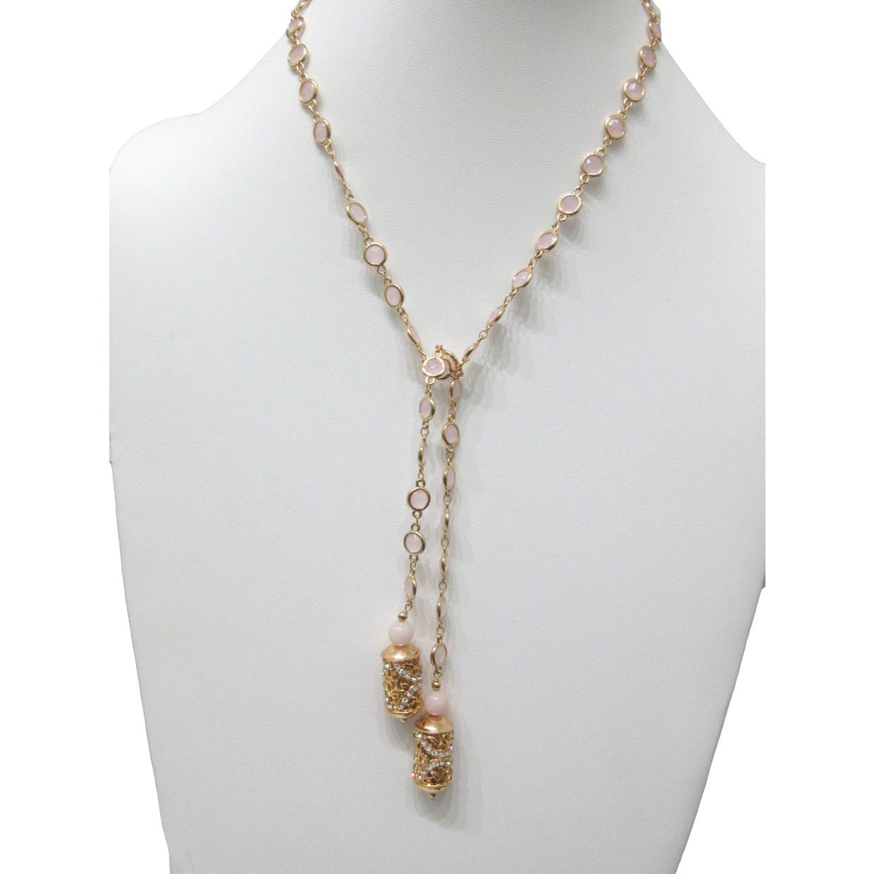 <i>Rose Quartz Bezel Lariat</i>