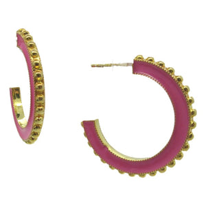 <i>Hot Pink Enamel Hoop Earrings</i>