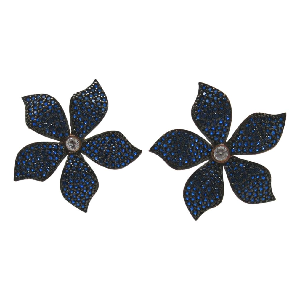 <i> Sapphire Blue Poinsettia Earrings</i>