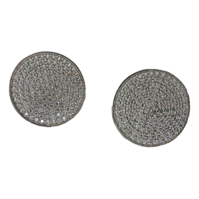<i> Saucer Pave Button Earrings</i>