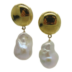 <i>Button Top Baroque Pearl Drop Earrings</i>